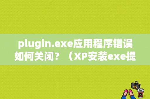 plugin.exe应用程序错误如何关闭？（XP安装exe提示错误）-图1
